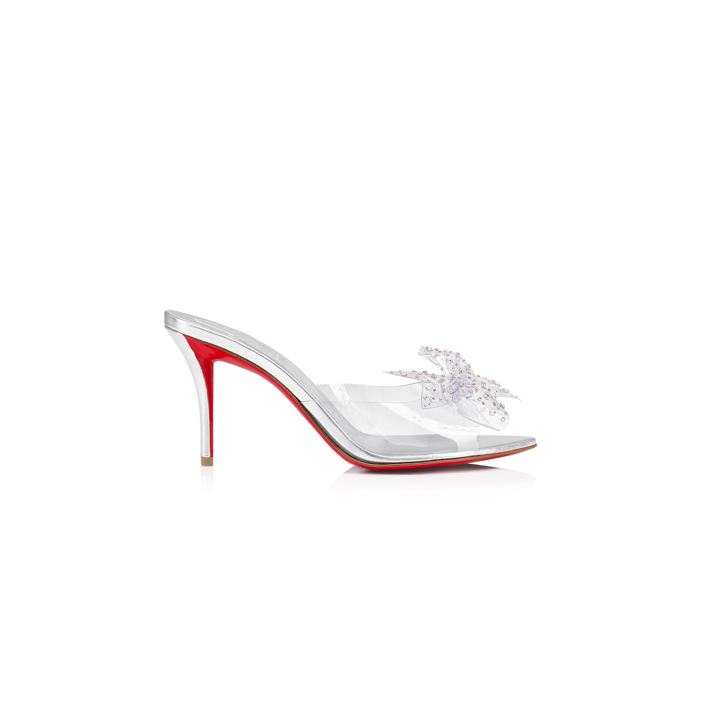 CHRISTIAN LOUBOUTIN AQUA STRASS 80MM MULES-PVC, IRIDESCENT NAPPA LEATHER AND STRASS-SILVER-WOMEN 1240792S339